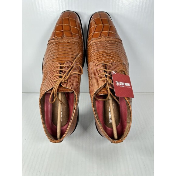 Stacy Adams Esposito Cap Toe Oxford Shoes Animal Print Tan Men Size 11 25538-240 - Picture 6 of 8